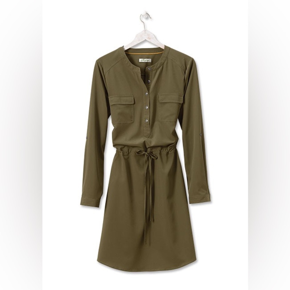 Orvis - Olive Green Long Sleeve Dress - Size S